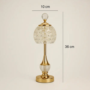 Abajur Sem Fio Cristal Dourado, abajur sem fio, abajur para quarto, abajur dourado, abajur de toque, abajur cristal, Luminária de Cristal, luminária de mesa cristal, luminária de cristal sem fio, luminária sem fio, luminária sem fio recarregável, luminária recarregável