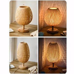 Abajur Retro de Madeira Bambu Palhinha Radiant