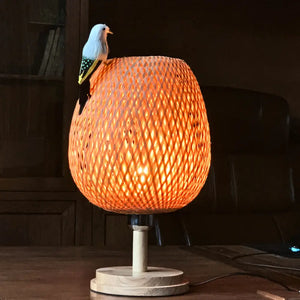 Abajur Retro de Madeira Bambu Palhinha Radiant