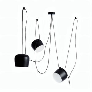 Luminária Pendente Cluster Contemporânea Múltiplo em Alumínio Preto Fosco Aim