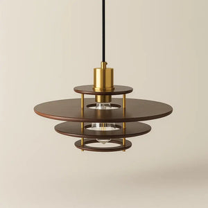 Luminária Pendente Madeira Disco Moderno Vintage Radiant