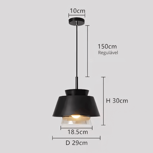Luminaria Pendente Vidro Moderno Minimalista Metal Radiant