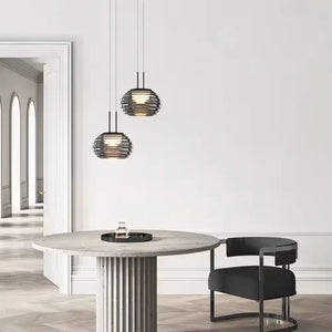 Luminaria Pendente Vidro Moderno Minimalista Preto Radiant