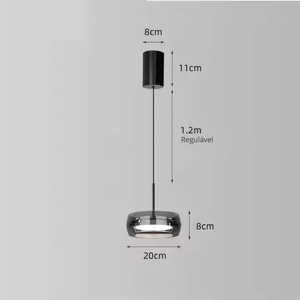 Luminaria Pendente Vidro Preto Moderno Minimalista Radiant