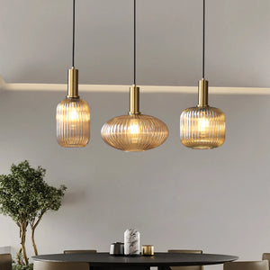 Luminária Pendente de Vidro Texturizado Retrô Moderno Opaline