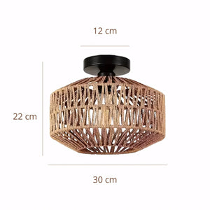 Luminária Plafon Sobrepor Artesanal Rattan Vime Boho