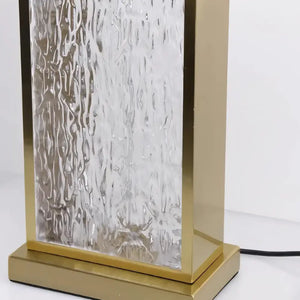 Luminária de Mesa Abajur Dourado Moderno Minimalista Vidro Tecido Radiant