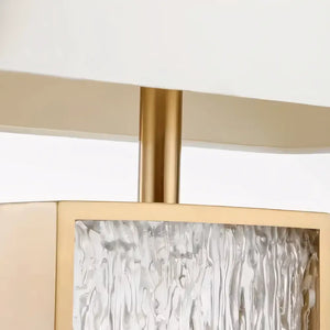 Luminária de Mesa Abajur Dourado Moderno Minimalista Vidro Tecido Radiant
