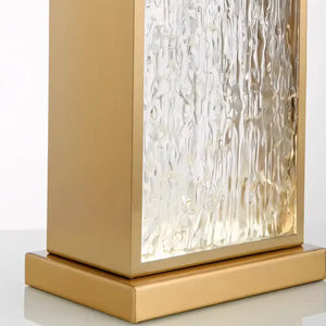 Luminária de Mesa Abajur Dourado Moderno Minimalista Vidro Tecido Radiant
