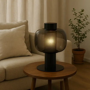 Luminária de Mesa Abajur Vintage Moderna Metal Vidro Bonbori