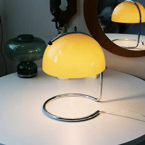 Luminária de Mesa Abajur de Vidro Metal Moderna Radiant amarelo