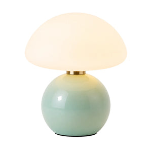 Abajur Cogumelo Verde Menta Luminária de Mesa em fundo branco