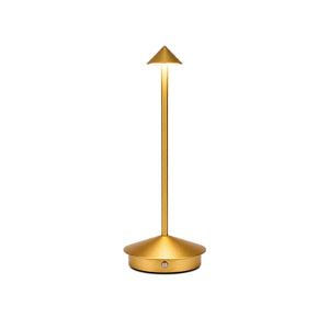 Luminária de Mesa Portátil sem Fio Dourada LED Recarregável com Dimmer em fundo branco