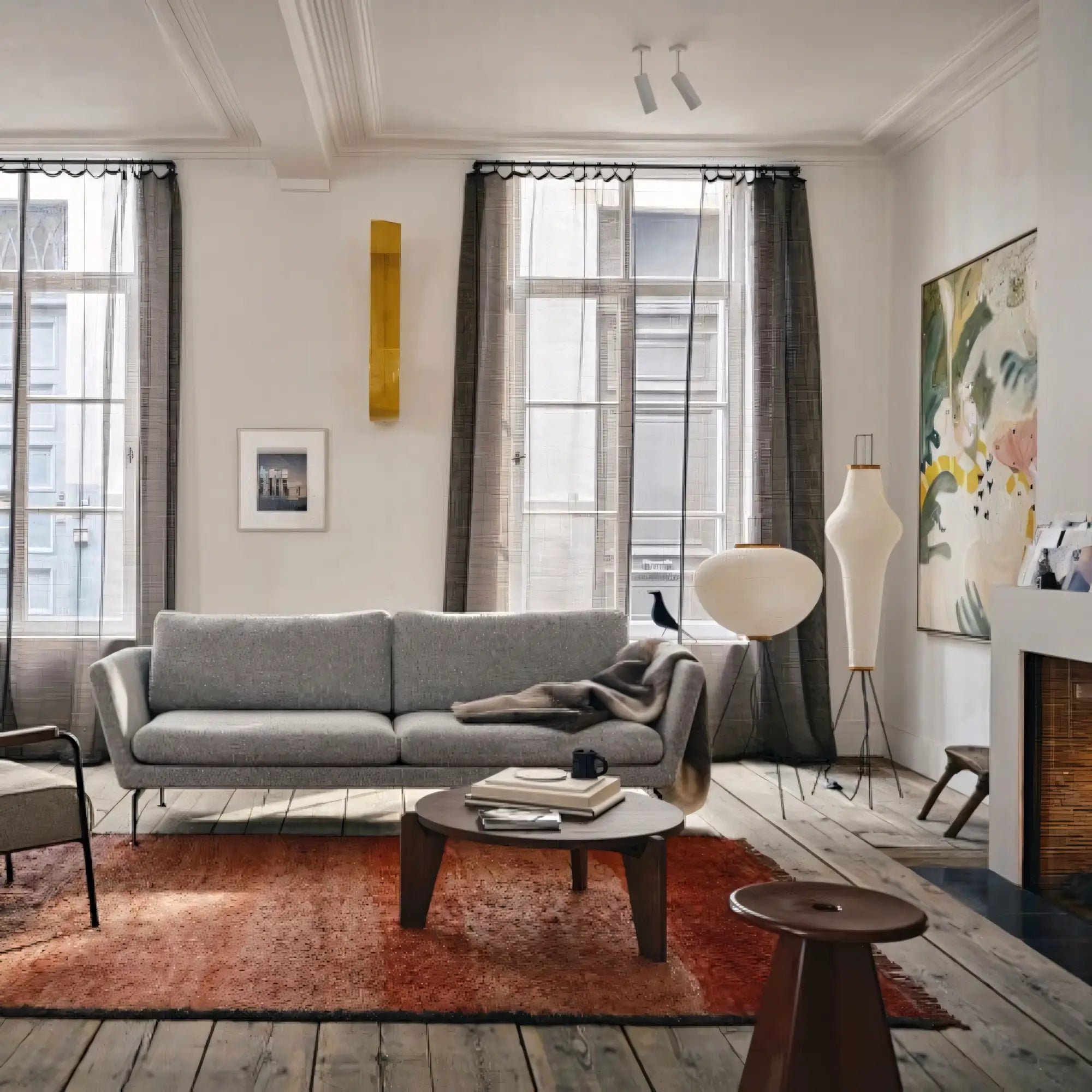 Luminária de Chão Artesanal Oriental Moderna Akari