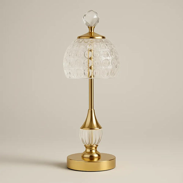 Abajur Sem Fio Cristal Dourado, abajur sem fio, abajur para quarto, abajur dourado, abajur de toque, abajur cristal, Luminária de Cristal, luminária de mesa cristal, luminária de cristal sem fio, luminária sem fio, luminária sem fio recarregável, luminária recarregável