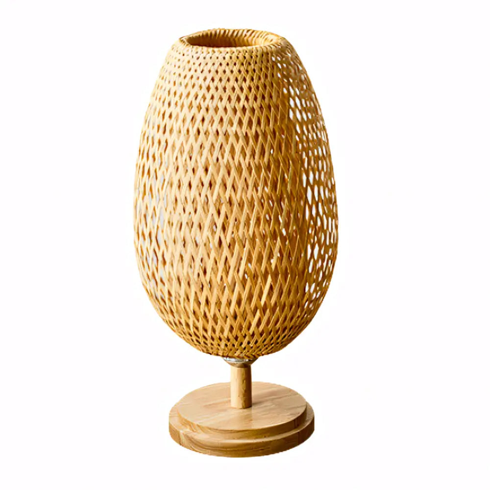 Abajur Retro de Madeira Bambu Palhinha Radiant 