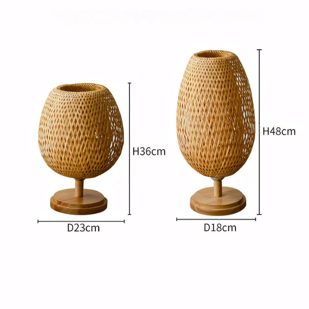 Abajur Retro de Madeira Bambu Palhinha Radiant 