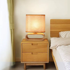 abajur rústico, abajur quadrado, abajur moderno, Abajur Linho, Abajur de Madeira Rústica e Linho Bivolt Radiant, abajur de madeira, abajur de cabeceira