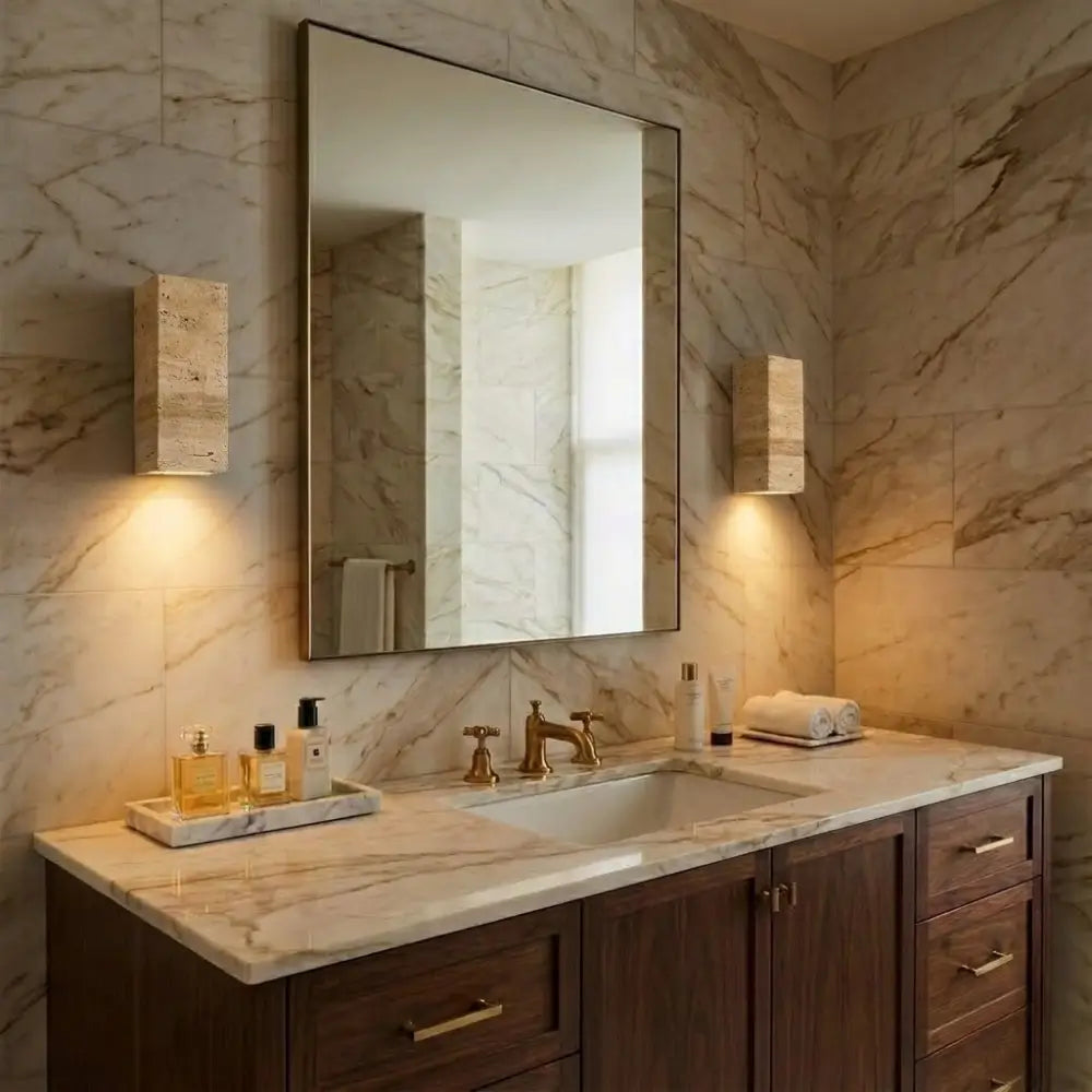 Arandela Moderna Travertino Quadrada Milano