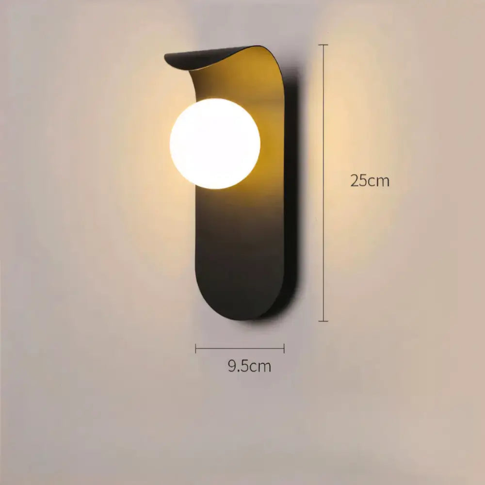 Arandela Bola Minimalista Moderna Radiant  preta medidas