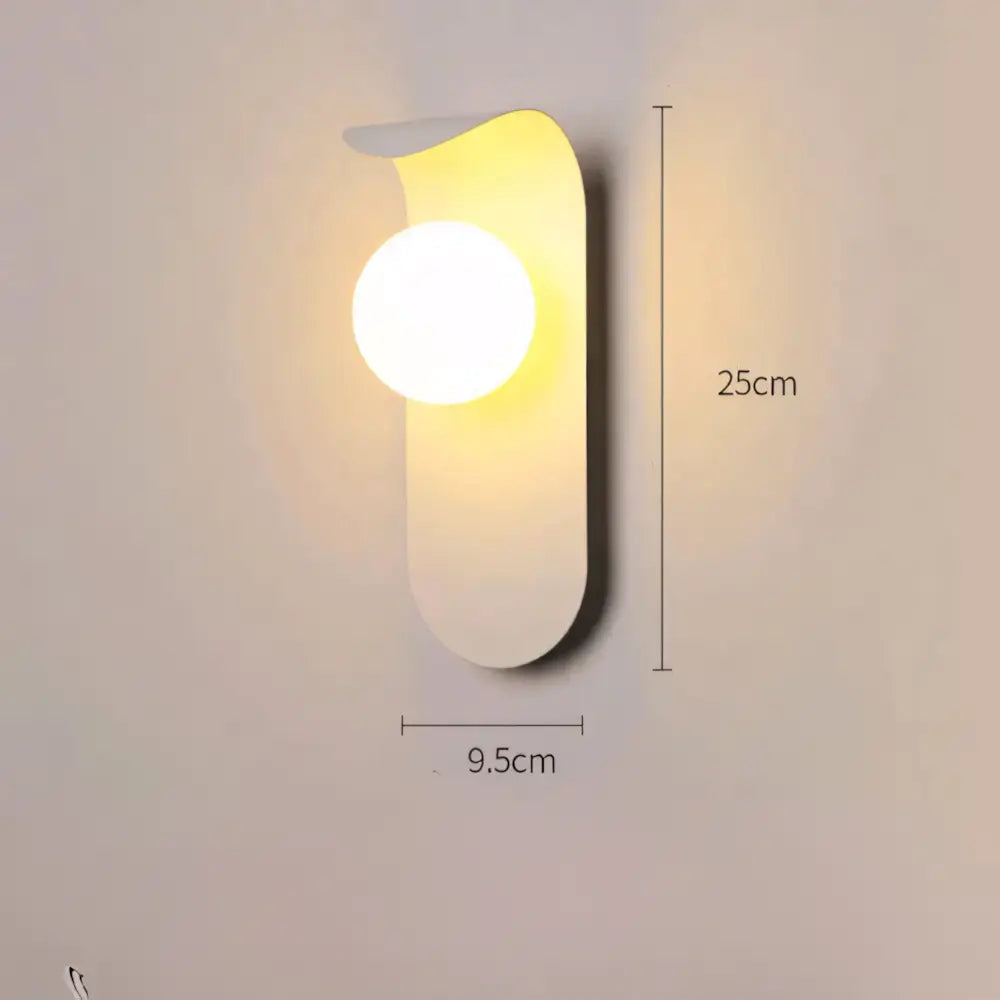 Arandela Bola Minimalista Moderna Radiant  branca medidas