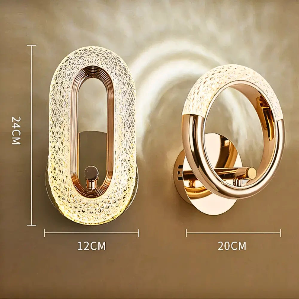 Arandela Dourada Cristal Moderna Radiant medidas