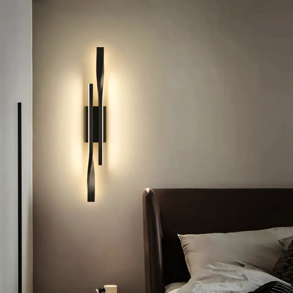 Arandela Preta Linear Dupla Radiant quarto