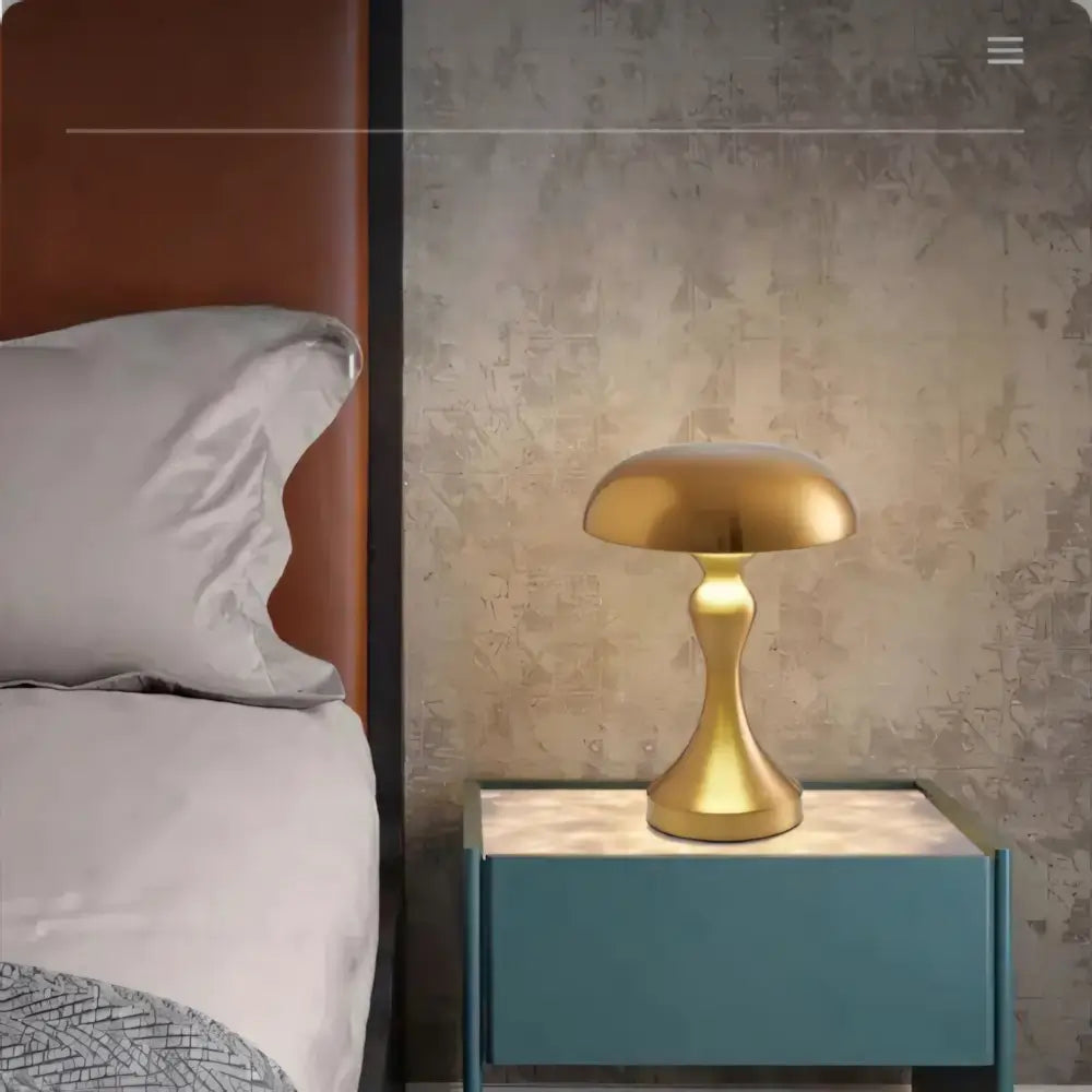 Luminária Abajur Cogumelo Sem Fio Touch Radiant dourado