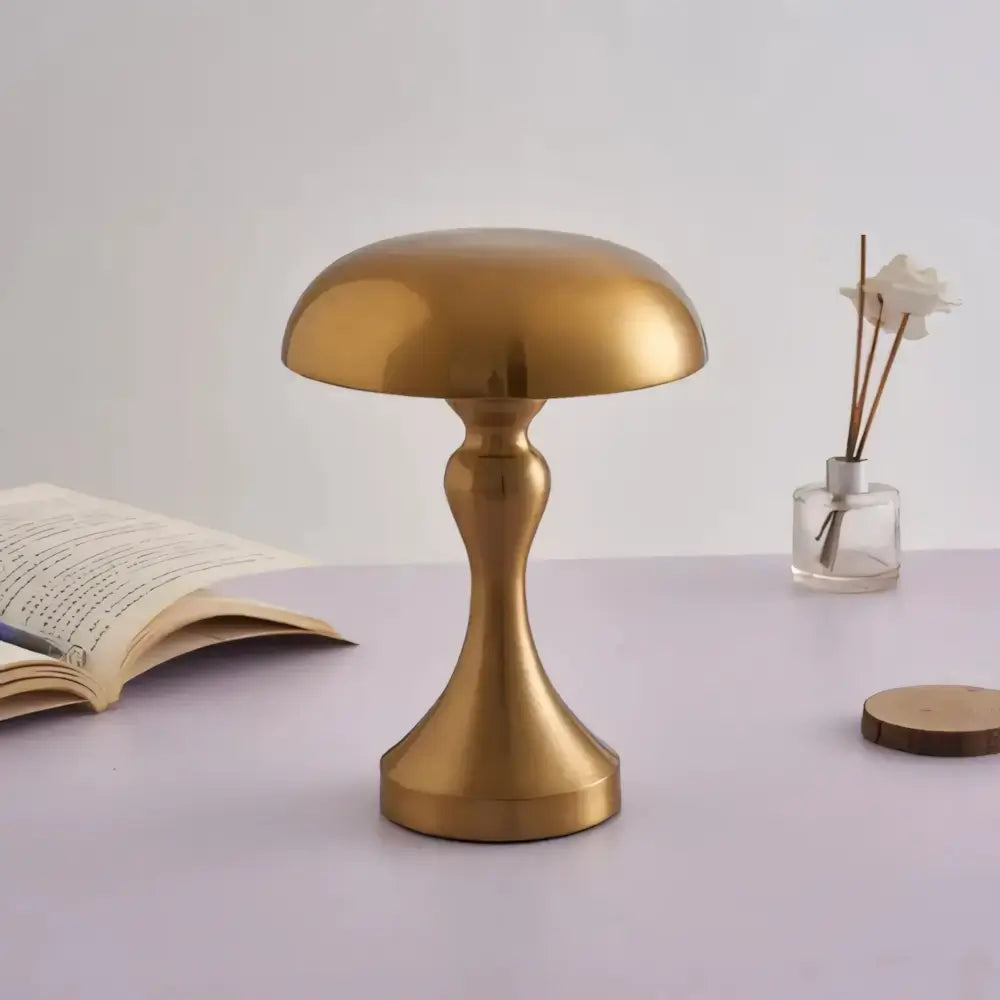 Luminária Abajur Cogumelo Sem Fio Touch Radiant dourado