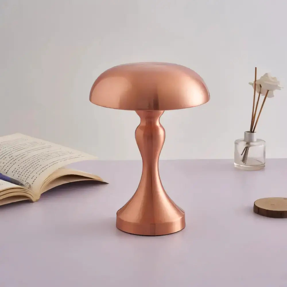 Luminária Abajur Cogumelo Sem Fio Touch Radiant ouro rosa
