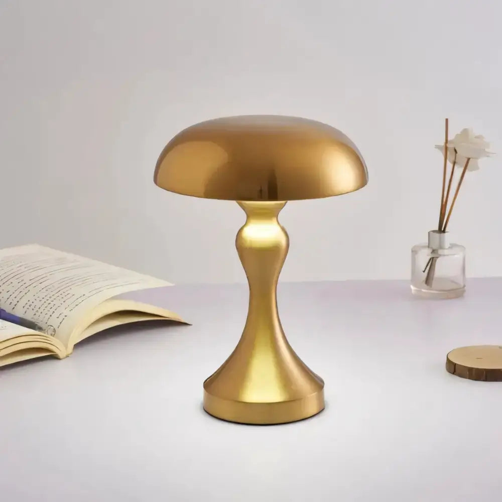 Luminária Abajur Cogumelo Sem Fio Touch Radiant dourado