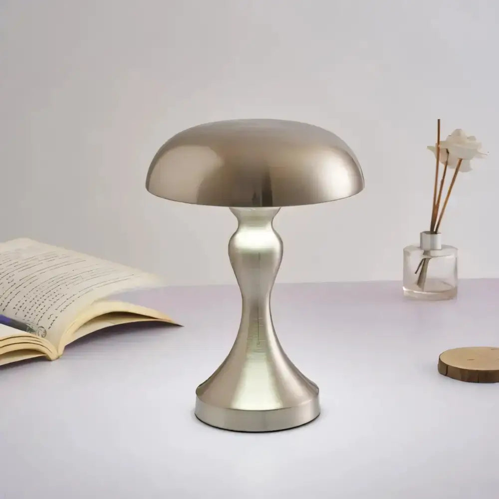 Luminária Abajur Cogumelo Sem Fio Touch Radiant prata