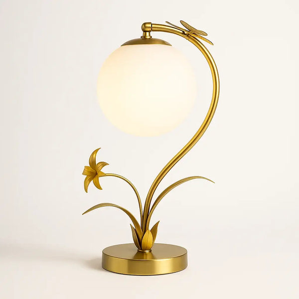 Luminária de Mesa Abajur Dourada Bola Flor Moderna Radiant