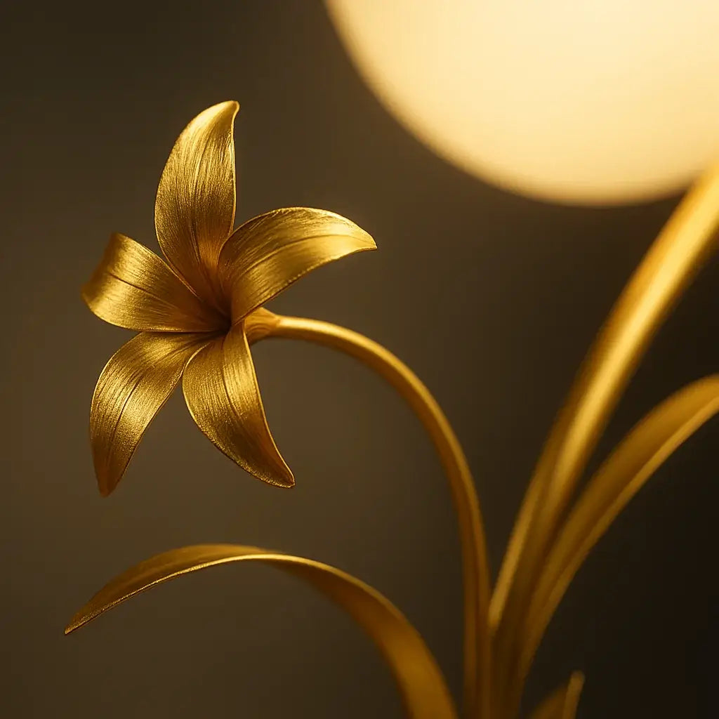 Luminária de Mesa Abajur Dourada Bola Flor Moderna Radiant
