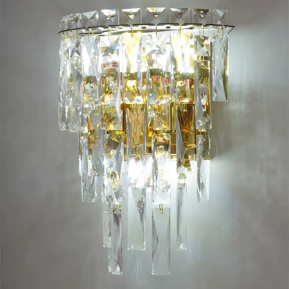 Luminária Arandela de Cristal Moderna Dourada 