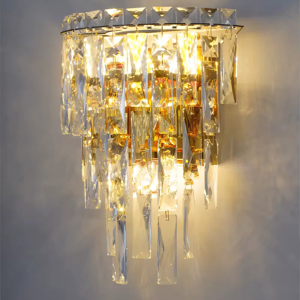 Luminária Arandela de Cristal Moderna Dourada 