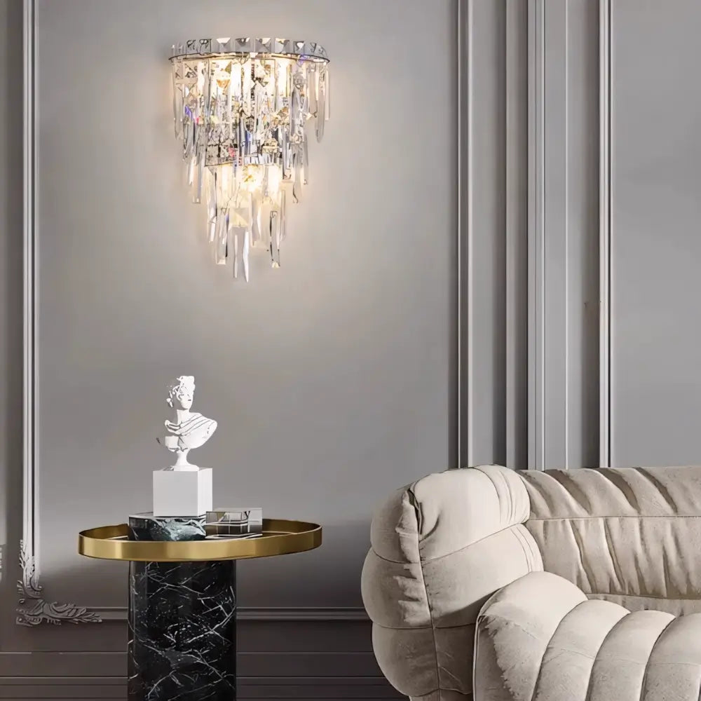 Luminária Arandela de Cristal Moderna Prata