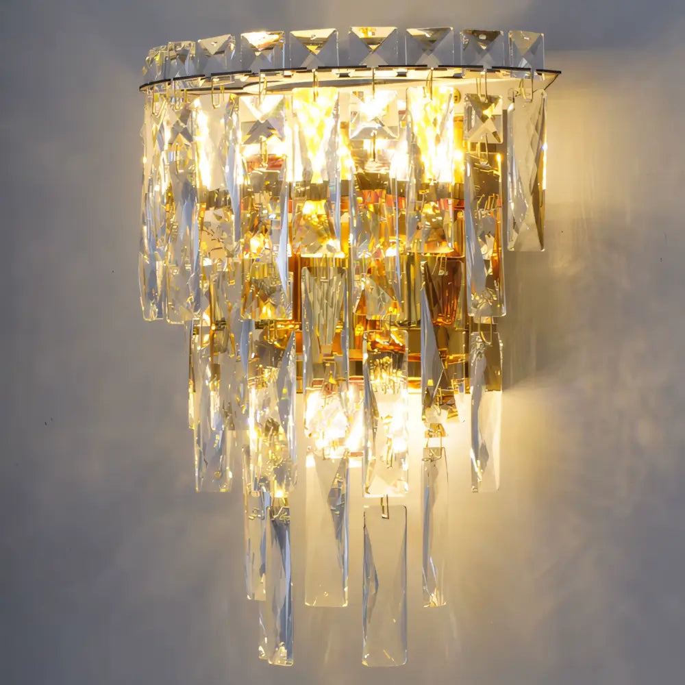 Luminária Arandela de Cristal Moderna Dourada 