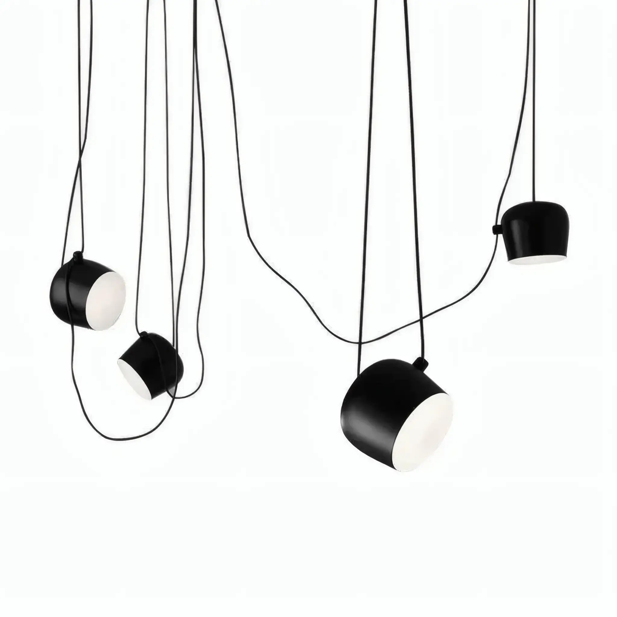 Luminária Pendente Cluster Contemporânea Múltiplo em Alumínio Preto Fosco Aim