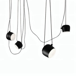 Luminária Pendente Cluster Contemporânea Múltiplo em Alumínio Preto Fosco Aim