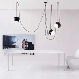 Luminária Pendente Cluster Contemporânea Múltiplo em Alumínio Preto Fosco Aim