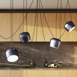 Luminária Pendente Cluster Contemporânea Múltiplo em Alumínio Preto Fosco Aim