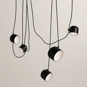 Luminária Pendente Cluster Contemporânea Múltiplo em Alumínio Preto Fosco Aim
