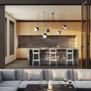 Luminária Pendente Cluster Contemporânea Múltiplo em Alumínio Preto Fosco Aim