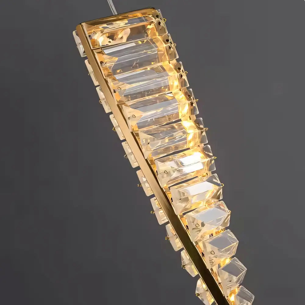 Luminaria Pendente Cristal Dourado Moderno Minimalista Radiant