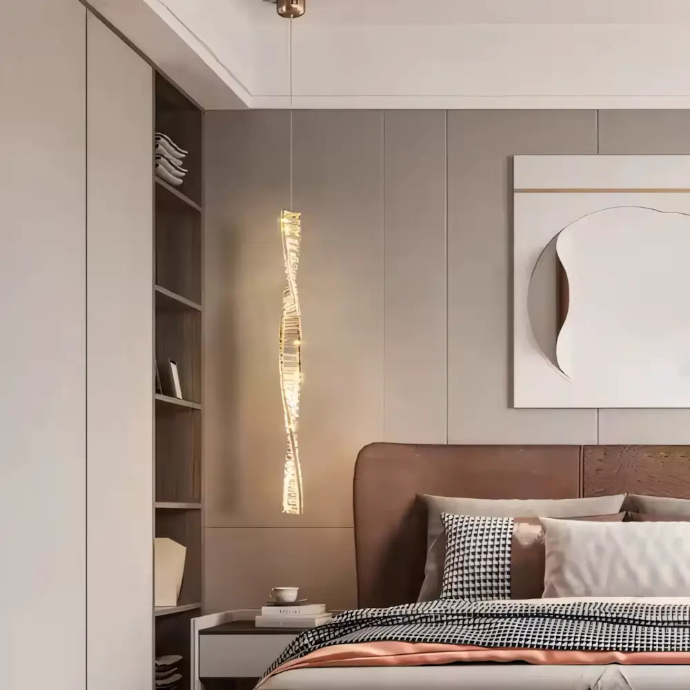 Luminaria Pendente Cristal Dourado Moderno Minimalista Radiant