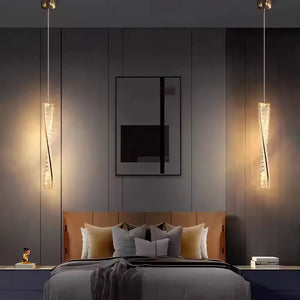 Luminaria Pendente Cristal Dourado Moderno Minimalista Radiant