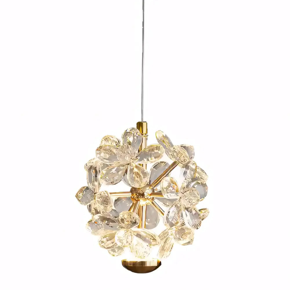 Luminária Pendente Cristal Dourado Moderno Minimalista Vidro Radiant