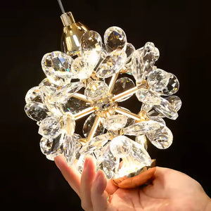 Luminária Pendente Cristal Dourado Moderno Minimalista Vidro Radiant