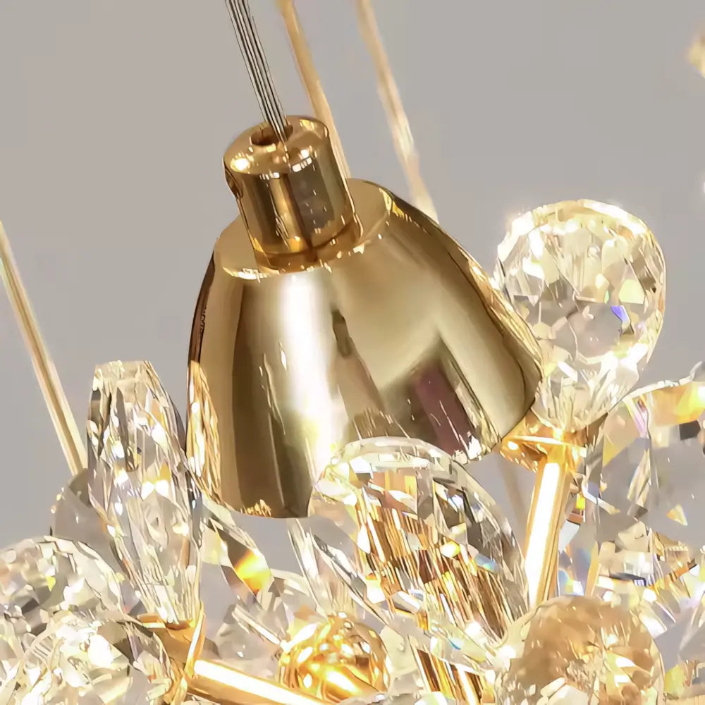 Luminária Pendente Cristal Dourado Moderno Minimalista Vidro Radiant